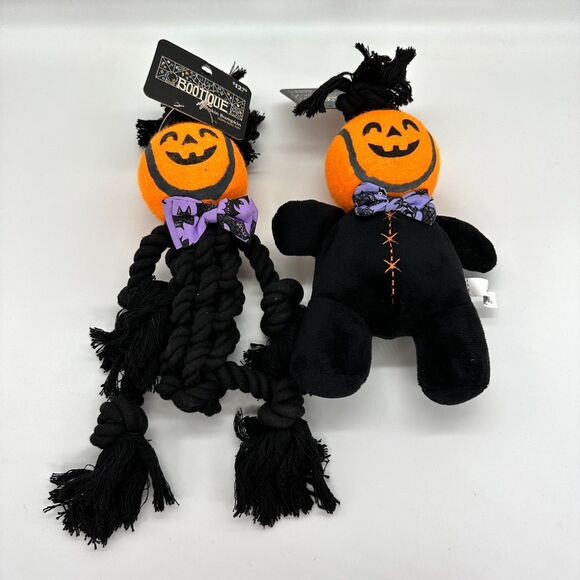 2 Bootique Pumpkin Bumpkin Halloween Plush Rope Dog Toys New With Tags - Picture 1 of 15